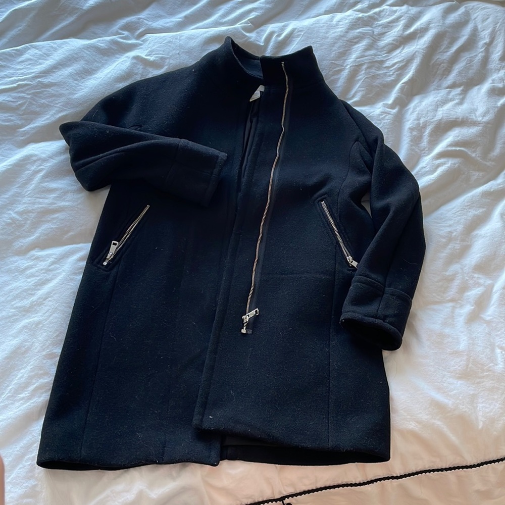 Black wool cocoon coat